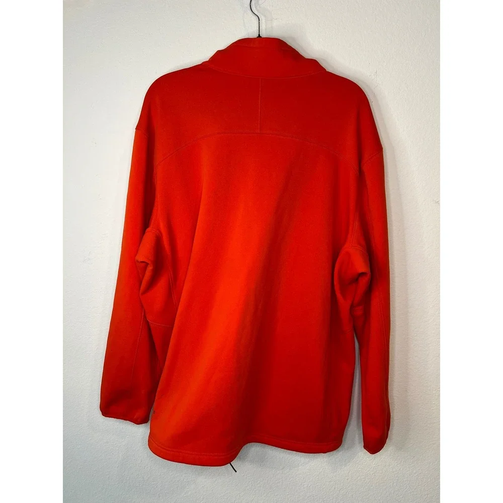 The North Face Mens Full Zip Fleece Jacket Chest Pocket Orange XXL